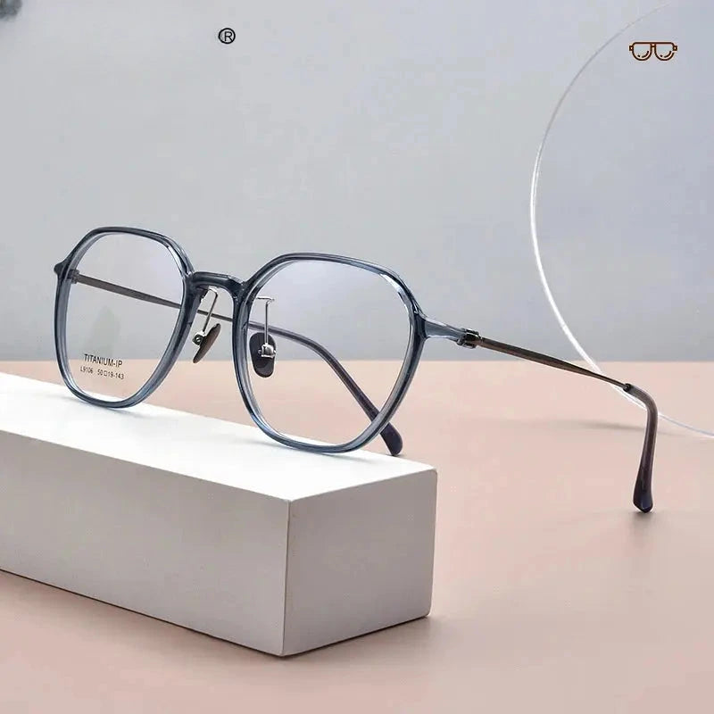 Unisex Polygon Full Rim Titanium Reading Glasses 91063 — view 1 | Rx Spectacle