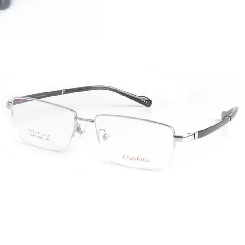 Square Semi-Rimless Titanium Oversized Prescription Glasses 8911 — view 4 | Rx Spectacle