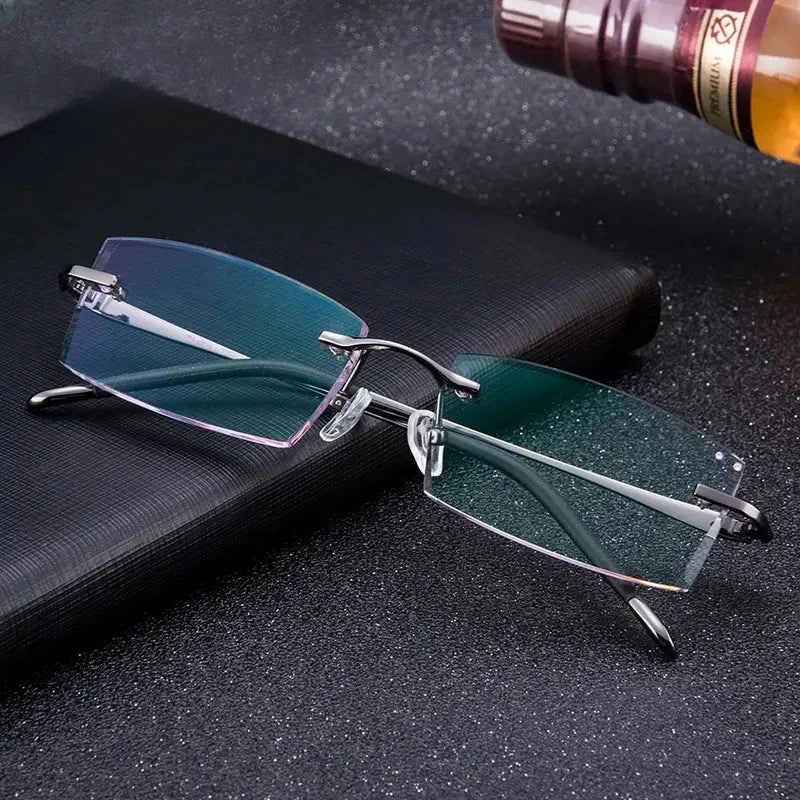 Women's Square Rimless Titanium Prescription Glasses 888193 — view 1 | Rx Spectacle