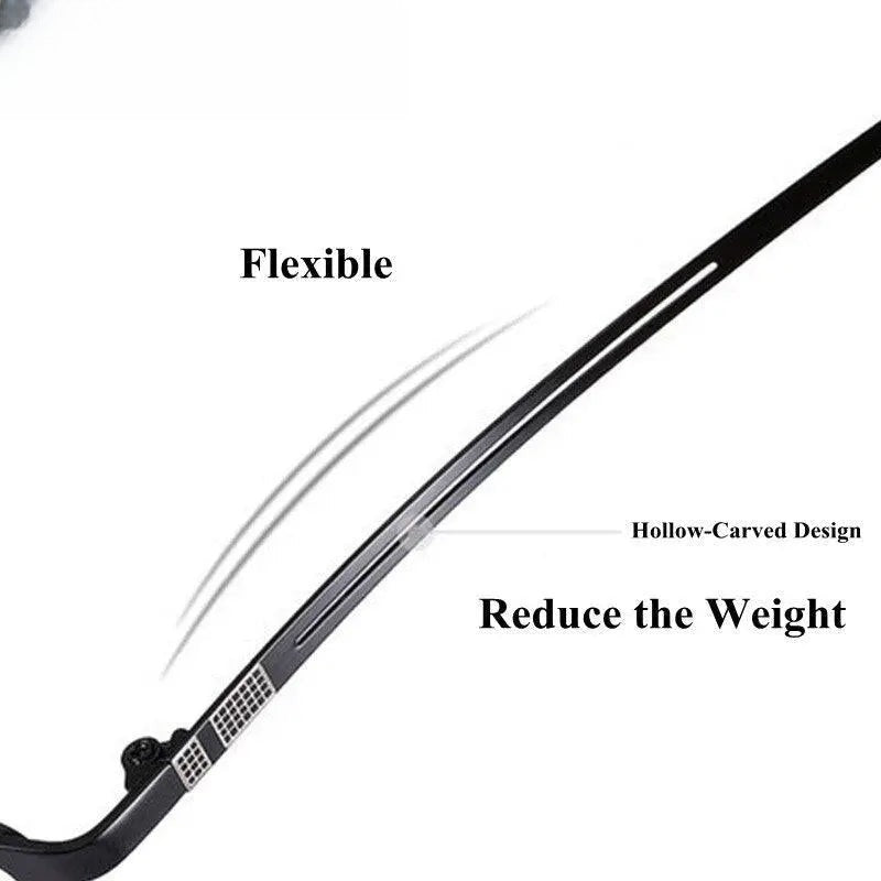 Men's Square Semi-Rimless Alloy Prescription Glasses 9070 — view 8 | Rx Spectacle