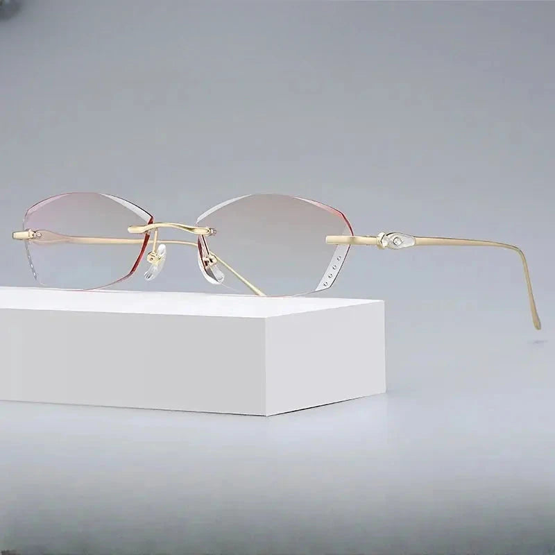 Women's Butterfly Rimless Titanium Prescription Glasses 698037 — view 6 | Rx Spectacle