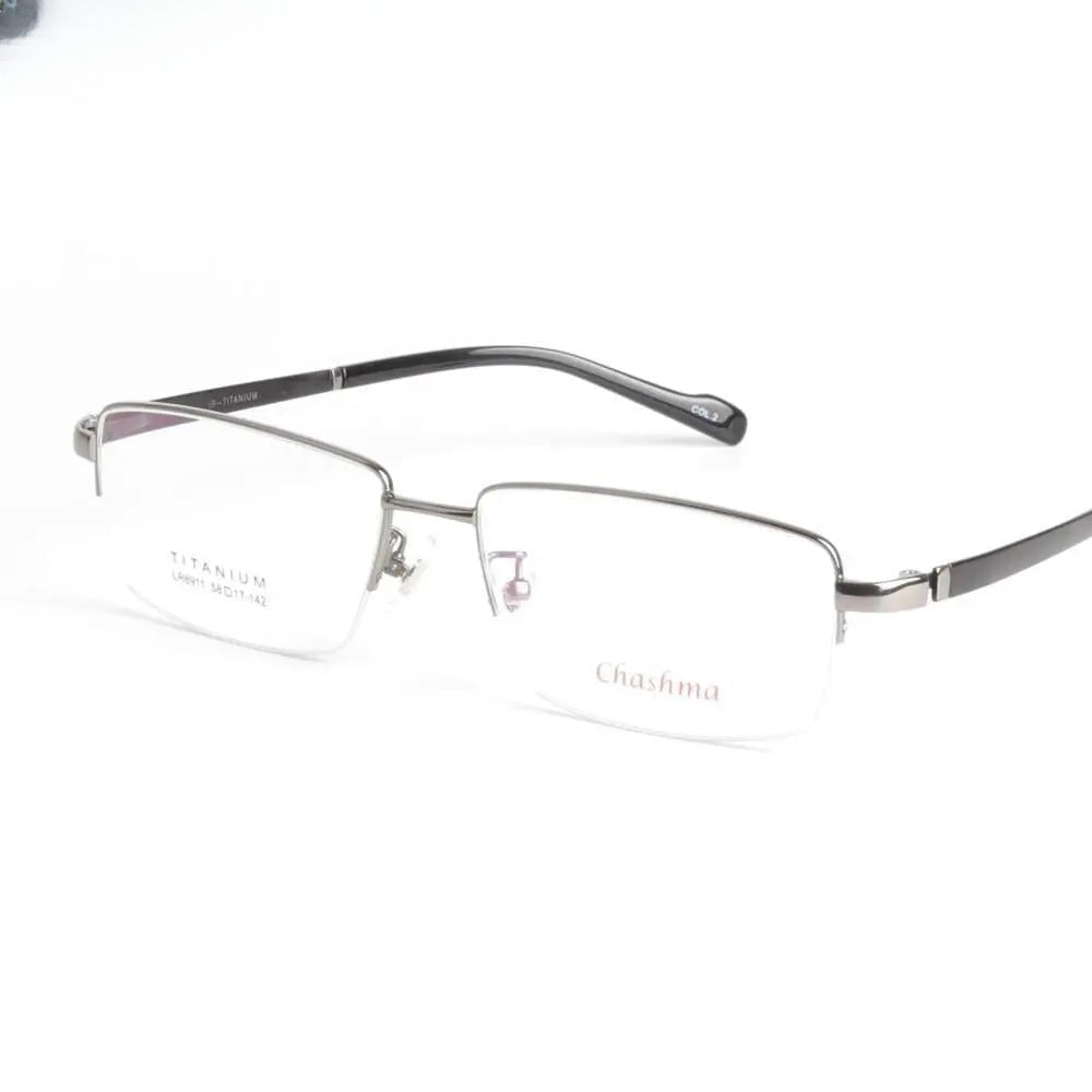 Square Semi-Rimless Titanium Oversized Prescription Glasses 8911 — view 10 | Rx Spectacle