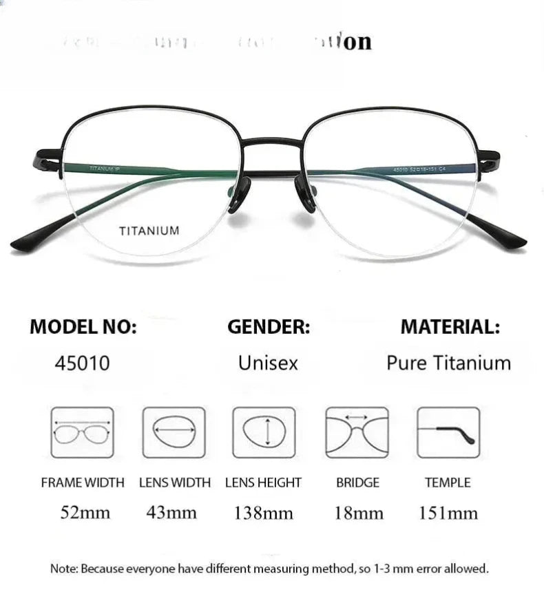 Women's Polygon Semi-Rimless Titanium Prescription Glasses 45010 — view 2 | Rx Spectacle