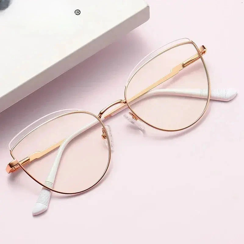 Women's Cat Eye Full Rim Alloy Reading Glasses 49745 — view 1 | Rx Spectacle