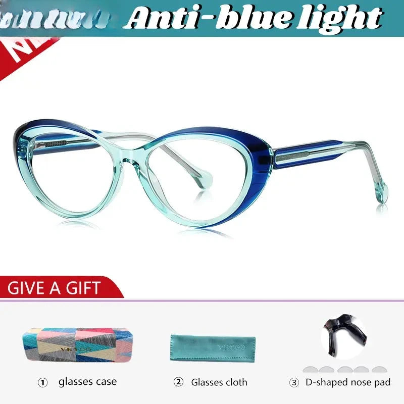 Women's Cat Eye Full Rim Titanium Reading Glasses 97100 — view 4 | Rx Spectacle
