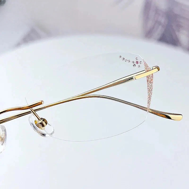 Women's Square Rimless Titanium Prescription Glasses 698989 — view 2 | Rx Spectacle
