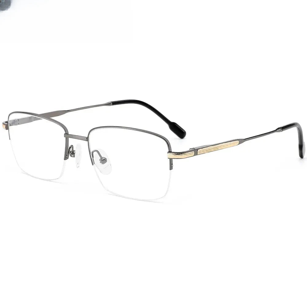 Men's Square Semi-Rimless Titanium Prescription Glasses 350027 — view 1 | Rx Spectacle