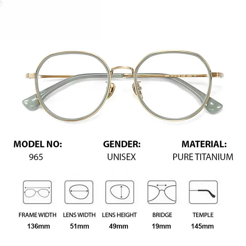Women's Round Full Rim Titanium Flat Top Prescription Glasses 64965 — view 2 | Rx Spectacle