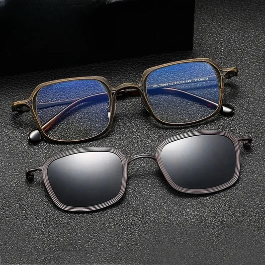 Unisex Square Full Rim Titanium Clip-On Prescription Glasses Gxyj1463 — view 1 | Rx Spectacle