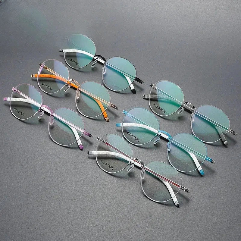 Women's Round Full Rim Titanium Prescription Glasses 44953 — view 5 | Rx Spectacle