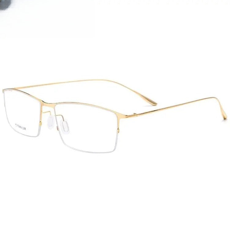 Men's Square Semi-Rimless Titanium Prescription Glasses 2611 — view 7 | Rx Spectacle
