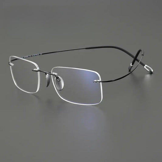 Unisex Square Rimless Titanium Prescription Glasses 615353 — view 1 | Rx Spectacle
