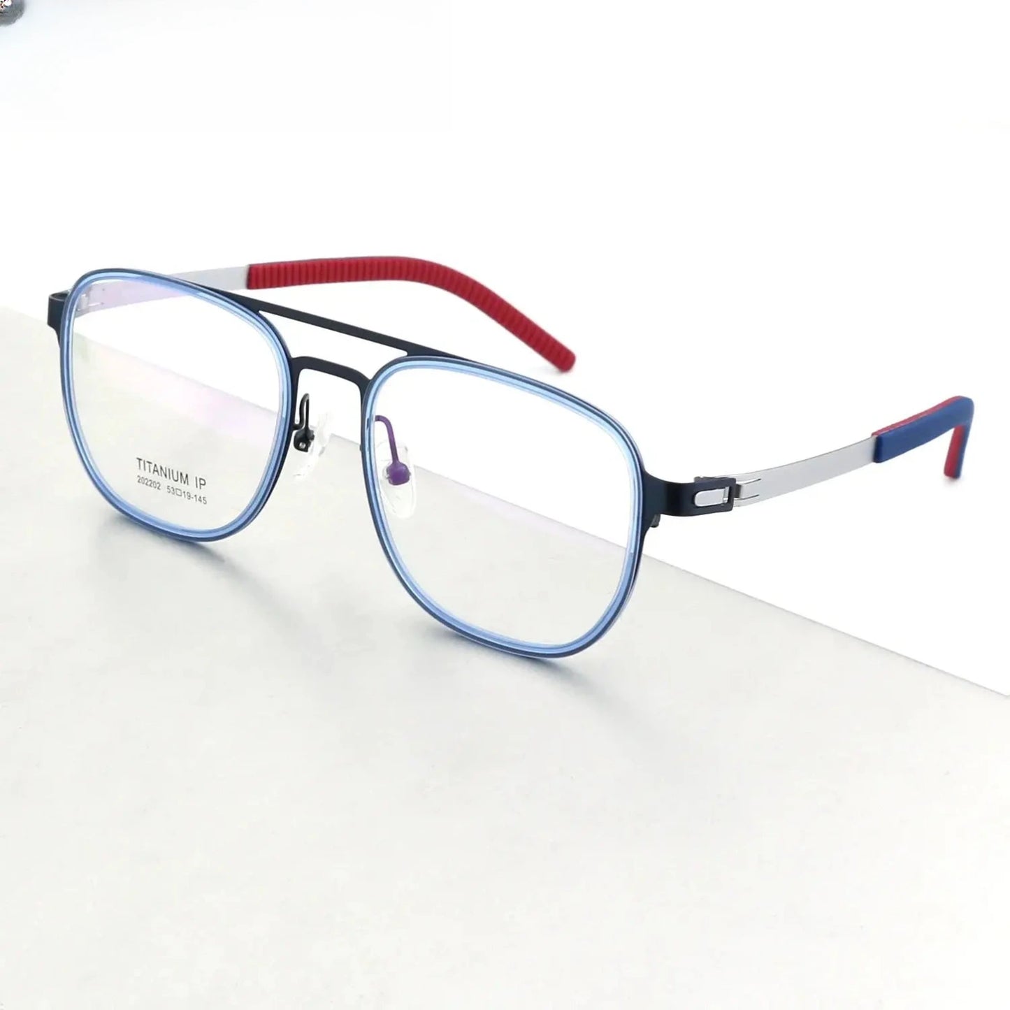 Unisex Square Full Rim Titanium Double Bridge Prescription Glasses 4422 — view 6 | Rx Spectacle