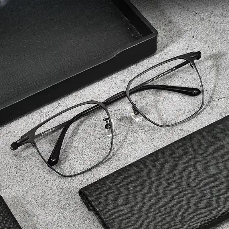 Unisex Square Full Rim Titanium Oversized Prescription Glasses 941107 — view 1 | Rx Spectacle