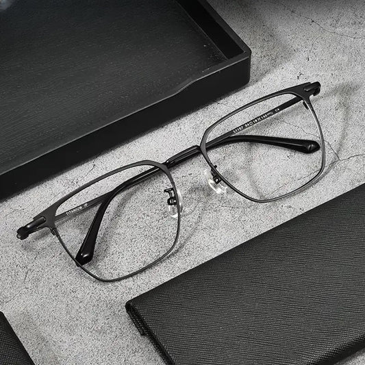 Unisex Square Full Rim Titanium Oversized Prescription Glasses 941107 — view 1 | Rx Spectacle