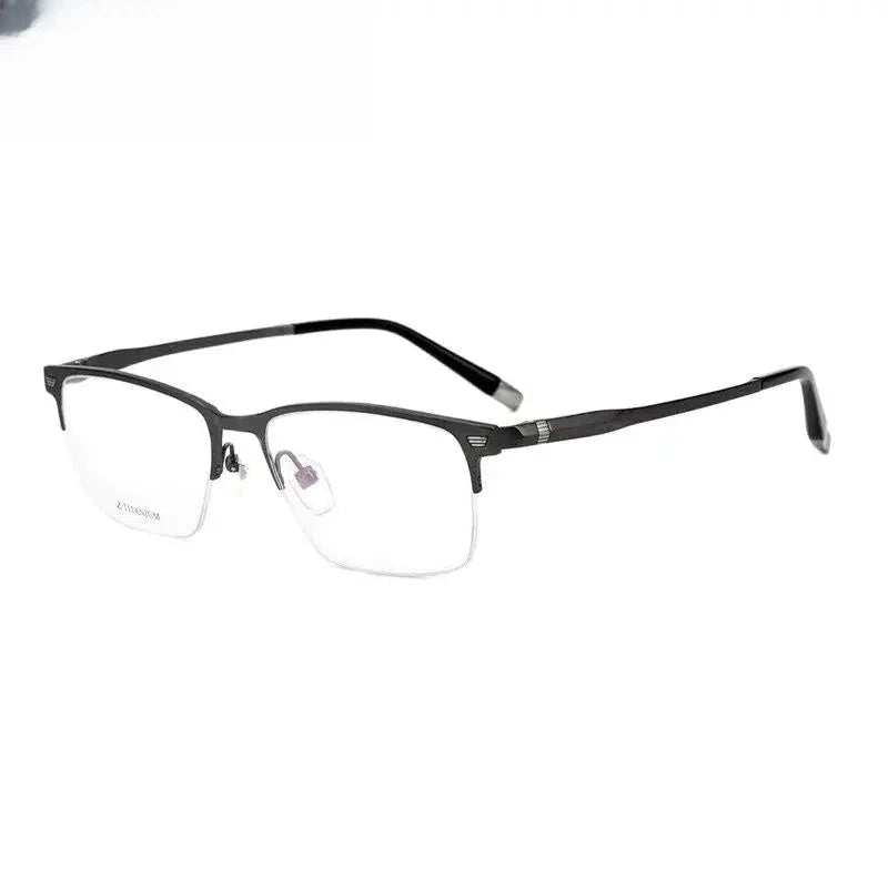 Men's Square Semi-Rimless Titanium Prescription Glasses 27009 — view 3 | Rx Spectacle