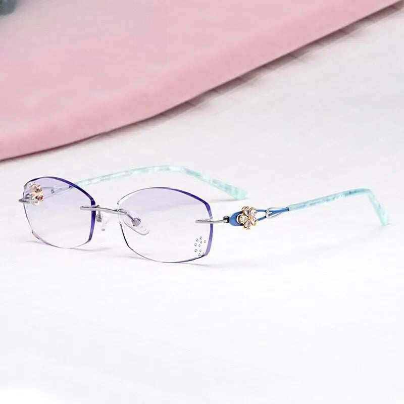 Women's Oval Rimless Titanium Prescription Glasses 2889 — view 8 | Rx Spectacle