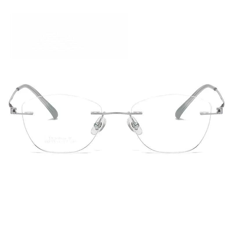 Women's Cat Eye Rimless Titanium Prescription Glasses 60204 — view 1 | Rx Spectacle