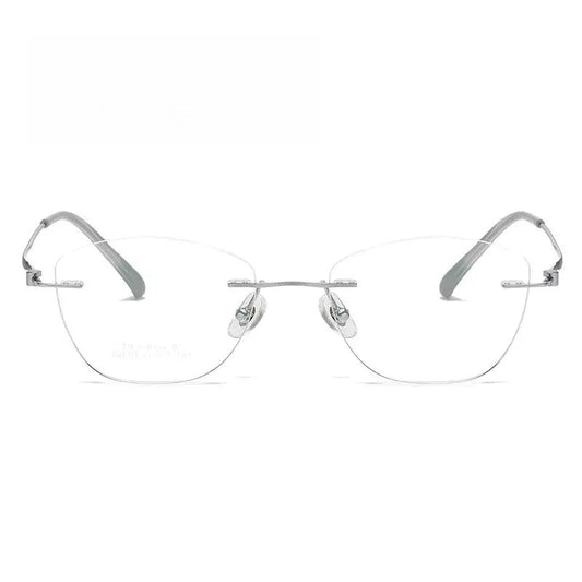 Women's Cat Eye Rimless Titanium Prescription Glasses 60204 — view 1 | Rx Spectacle