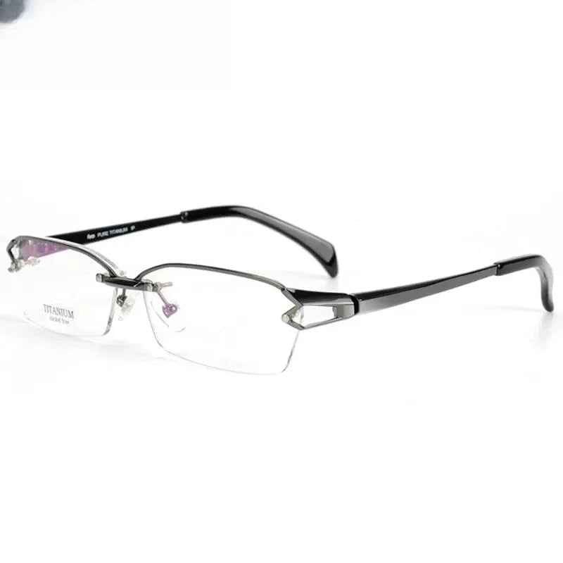 Men's Square Semi-Rimless Titanium Prescription Glasses 11437 — view 5 | Rx Spectacle