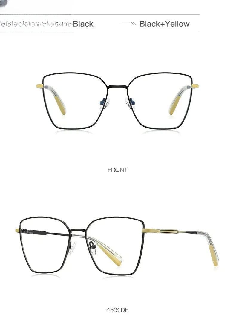 Women's Square Full Rim Alloy Reading Glasses Pfd3051 — view 18 | Rx Spectacle