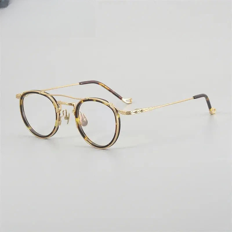 Unisex Oval Full Rim Titanium Double Bridge Prescription Glasses 881715 — view 4 | Rx Spectacle