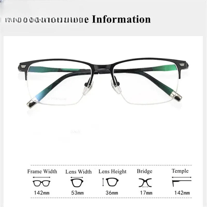 Men's Square Semi-Rimless Titanium Prescription Glasses 27009 — view 2 | Rx Spectacle