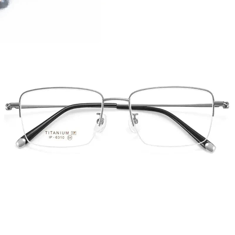 Unisex Polygon Semi-Rimless Titanium Prescription Glasses 966310 — view 5 | Rx Spectacle
