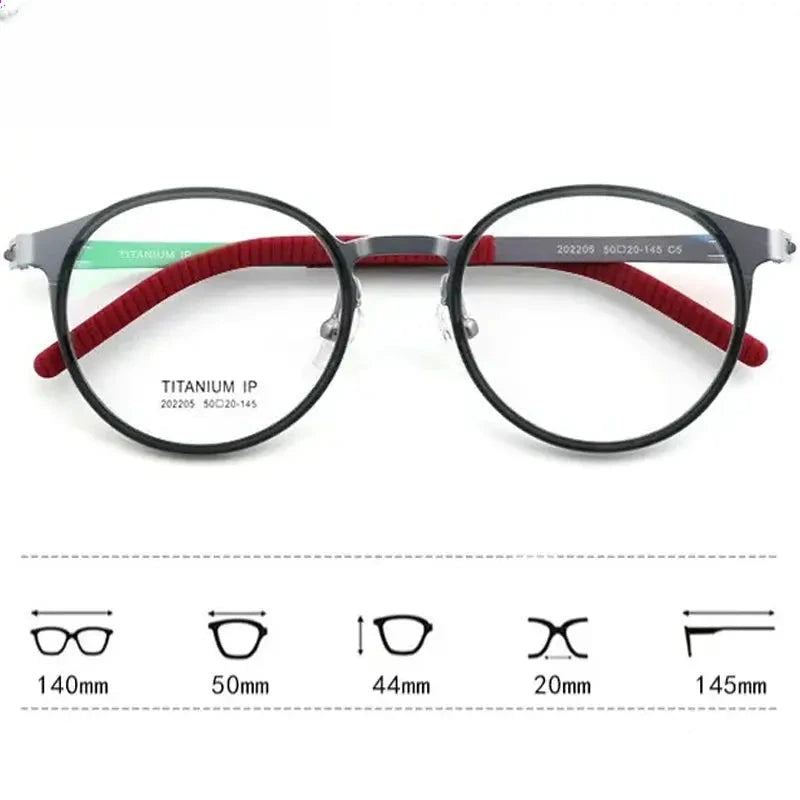 Unisex Round Full Rim Titanium Sports Glasses 202205 — view 2 | Rx Spectacle
