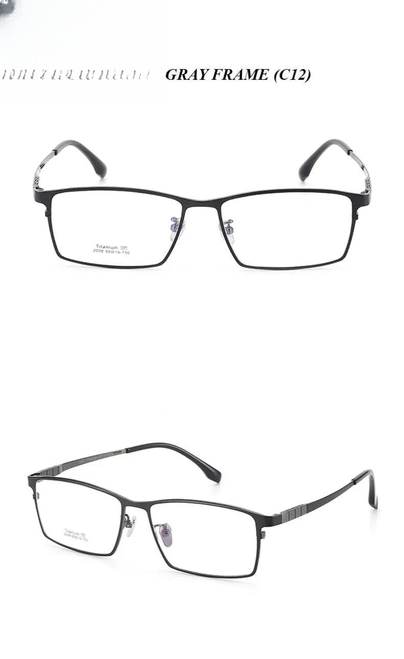 Men's Square Full Rim Titanium Prescription Glasses 2058 — view 10 | Rx Spectacle