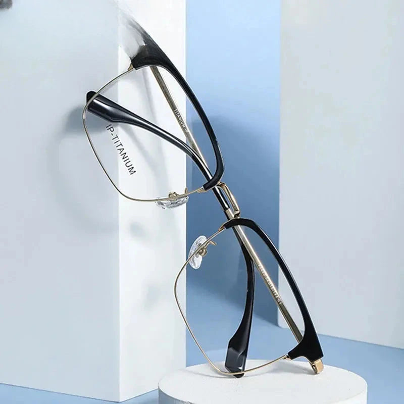 Men's Square Full Rim Titanium Prescription Glasses 98601 — view 3 | Rx Spectacle