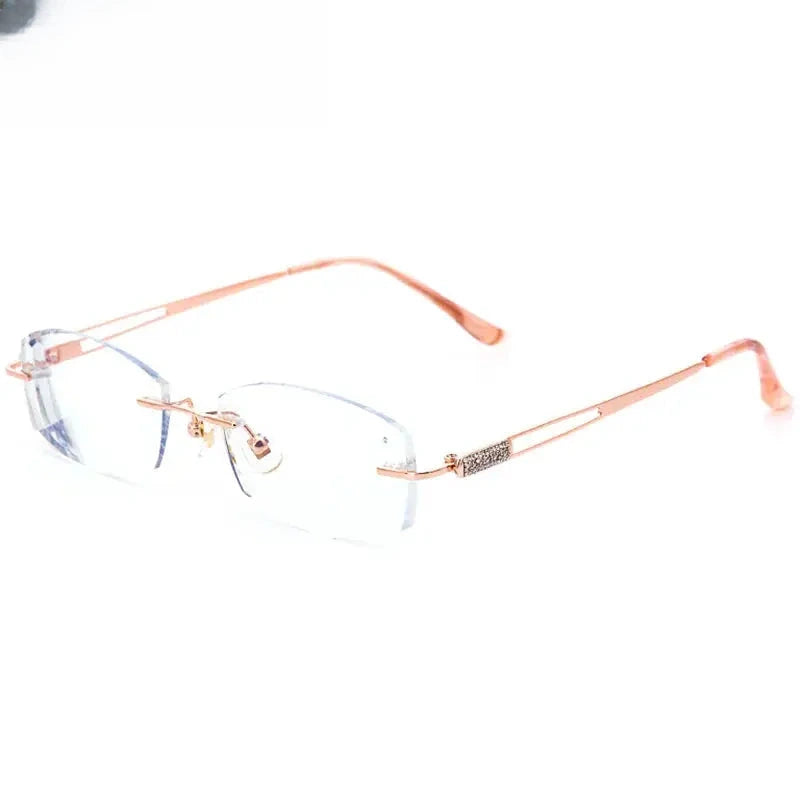 Women's Square Rimless Titanium Prescription Glasses 6048 — view 6 | Rx Spectacle