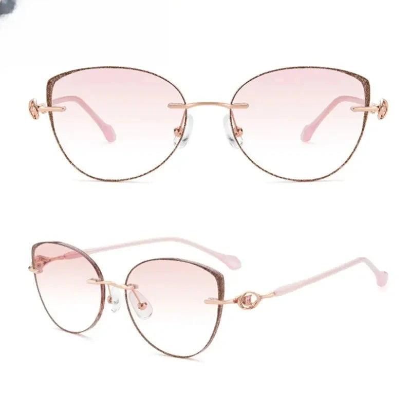 Women's Cat Eye Rimless Titanium Prescription Glasses 652058 — view 4 | Rx Spectacle