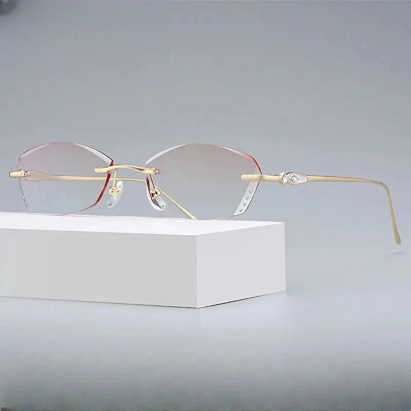 Women's Square Rimless Titanium Prescription Glasses 698037 — view 3 | Rx Spectacle