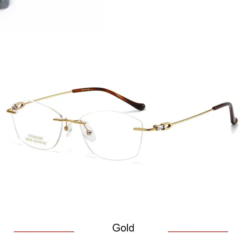 Women's Oval Rimless Titanium Prescription Glasses 36006 — view 6 | Rx Spectacle
