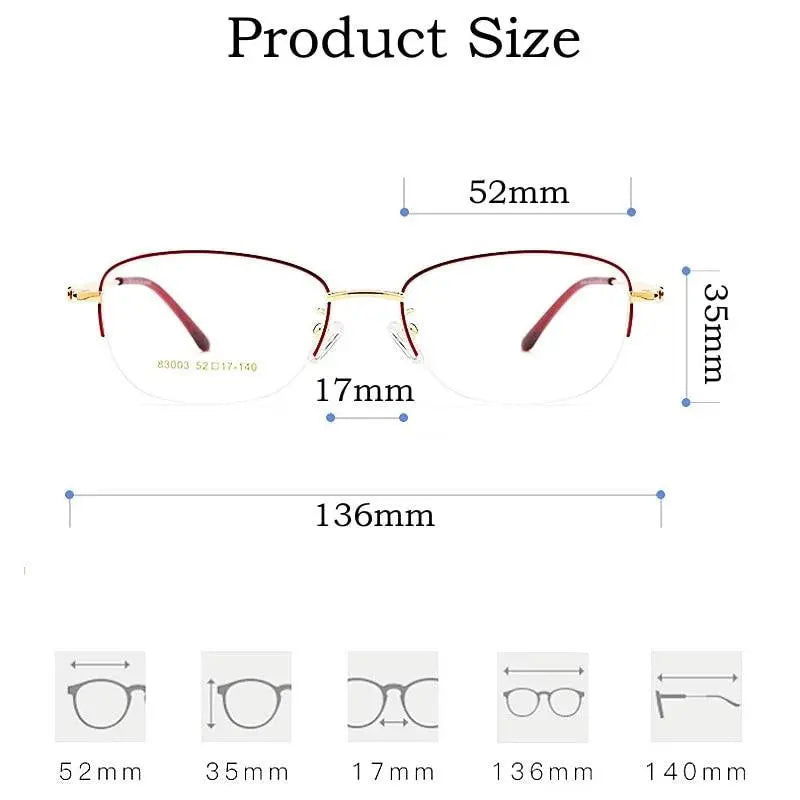 Women's Rectangular Semi-Rimless Acetate Prescription Glasses 83003sn — view 8 | Rx Spectacle
