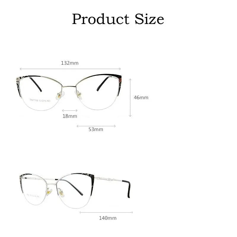 Women's Cat Eye Semi-Rimless Acetate Prescription Glasses 87198 — view 12 | Rx Spectacle