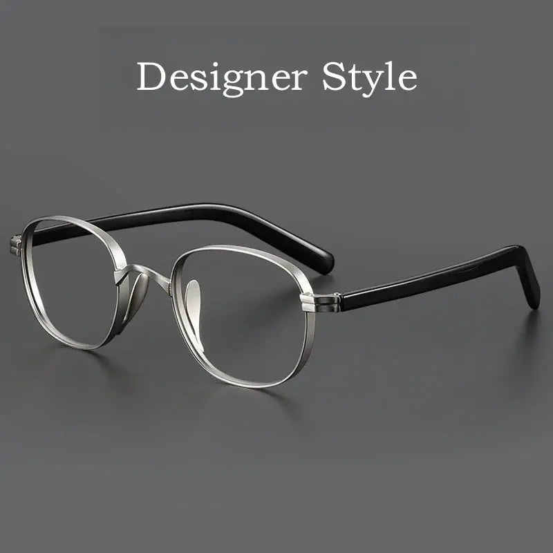 Men's Oval Full Rim Titanium Prescription Glasses Y8017 — view 5 | Rx Spectacle