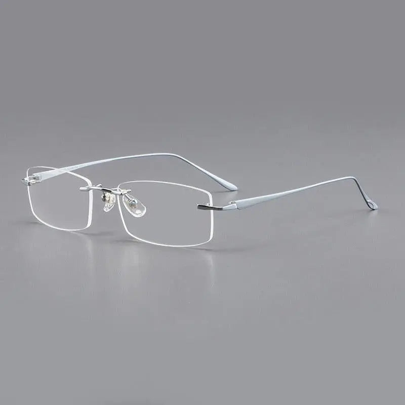 Men's Rectangular Rimless Titanium Prescription Glasses A8012t — view 5 | Rx Spectacle
