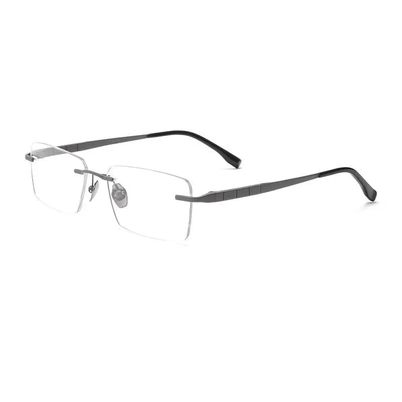 Men's Square Rimless Titanium Prescription Glasses F91092t — view 3 | Rx Spectacle