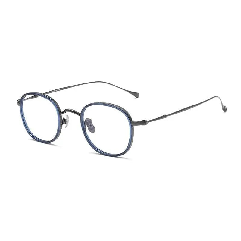 Unisex Square Full Rim Titanium Prescription Glasses Kmn137 — view 4 | Rx Spectacle