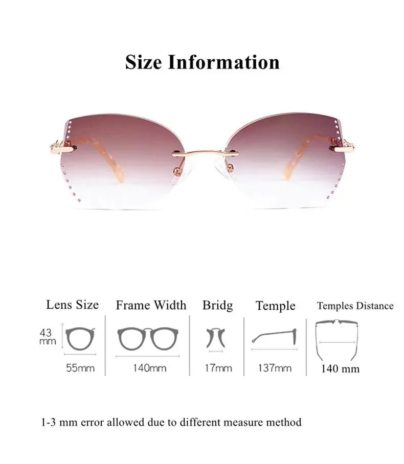 Women's Cat Eye Rimless Titanium Prescription Glasses 58073 — view 2 | Rx Spectacle