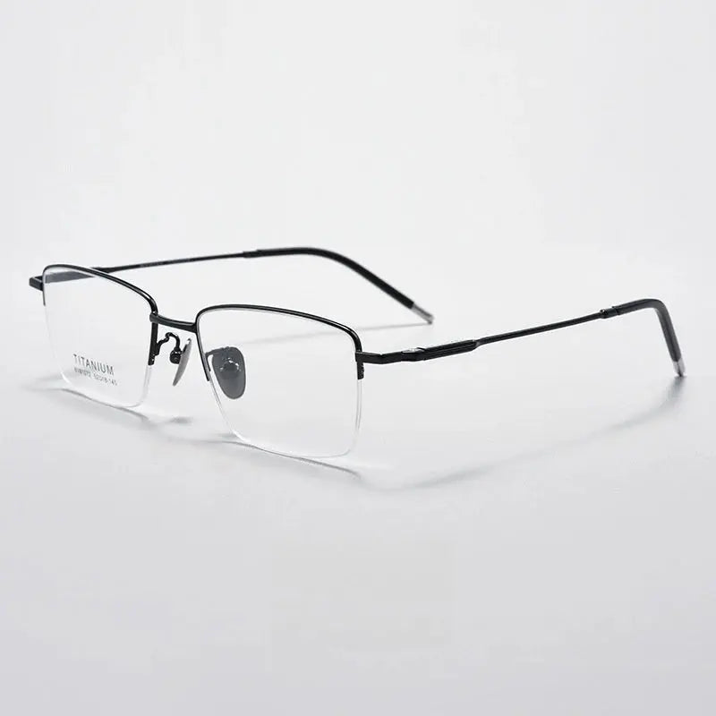 Unisex Square Semi-Rimless Titanium Prescription Glasses 81072 — view 3 | Rx Spectacle