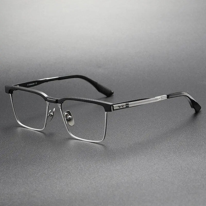 Men's Square Full Rim Titanium Prescription Glasses Dtx137 — view 4 | Rx Spectacle