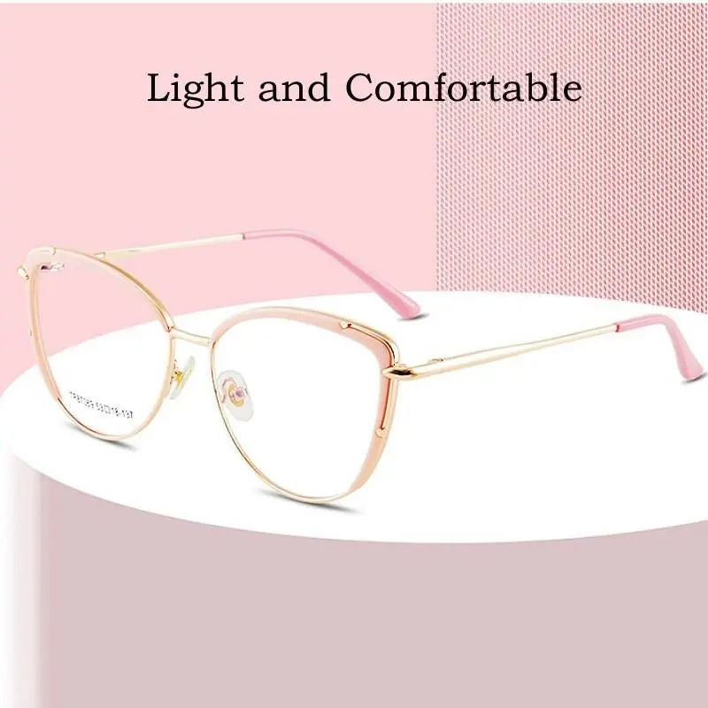 Women's Cat Eye Full Rim Alloy Prescription Glasses 87069 — view 8 | Rx Spectacle