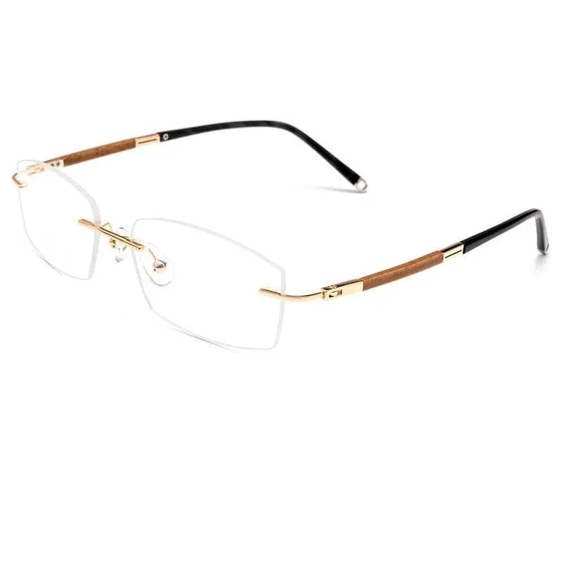 Men's Rectangular Rimless Titanium Prescription Glasses Z8wk — view 4 | Rx Spectacle