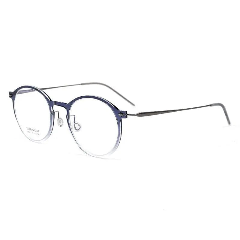Unisex Round Full Rim Titanium Prescription Glasses 6541hs — view 3 | Rx Spectacle
