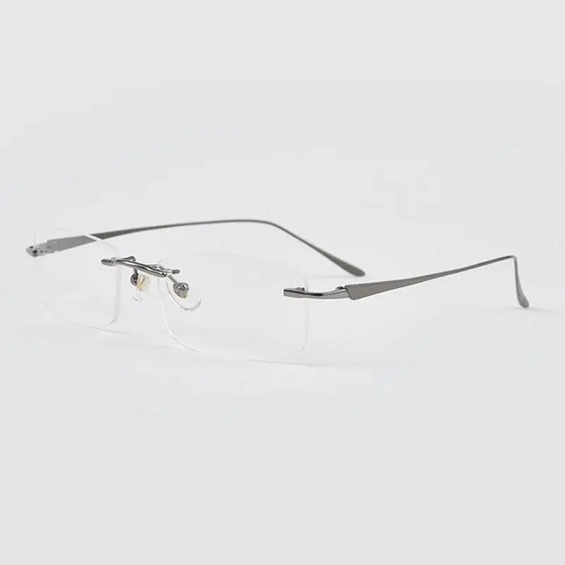 Men's Rectangular Rimless Titanium Prescription Glasses A8012t — view 8 | Rx Spectacle