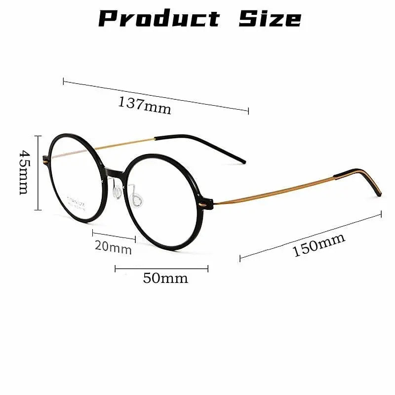 Unisex Round Full Rim Titanium Screwless Prescription Glasses 6523hs — view 9 | Rx Spectacle
