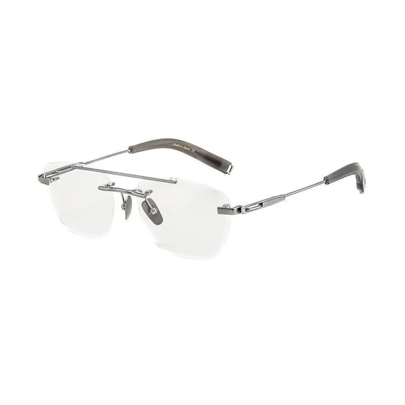 Unisex Square Rimless Titanium Double Bridge Prescription Glasses Dtx419 — view 6 | Rx Spectacle